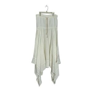 Anthropologie Lilka White Asymmetrical Handkerchief Hem‎ Midi Dress Strapless